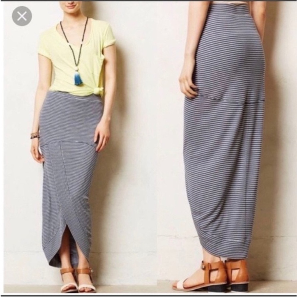 Bordeaux Striped Maxi Skirt in Navy and White